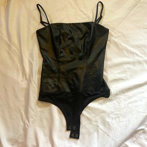 Express Body Contour Leather Bodysuit